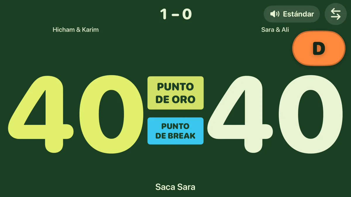Marcador de pista en horizontal a 40-40 con la etiqueta de punto de oro